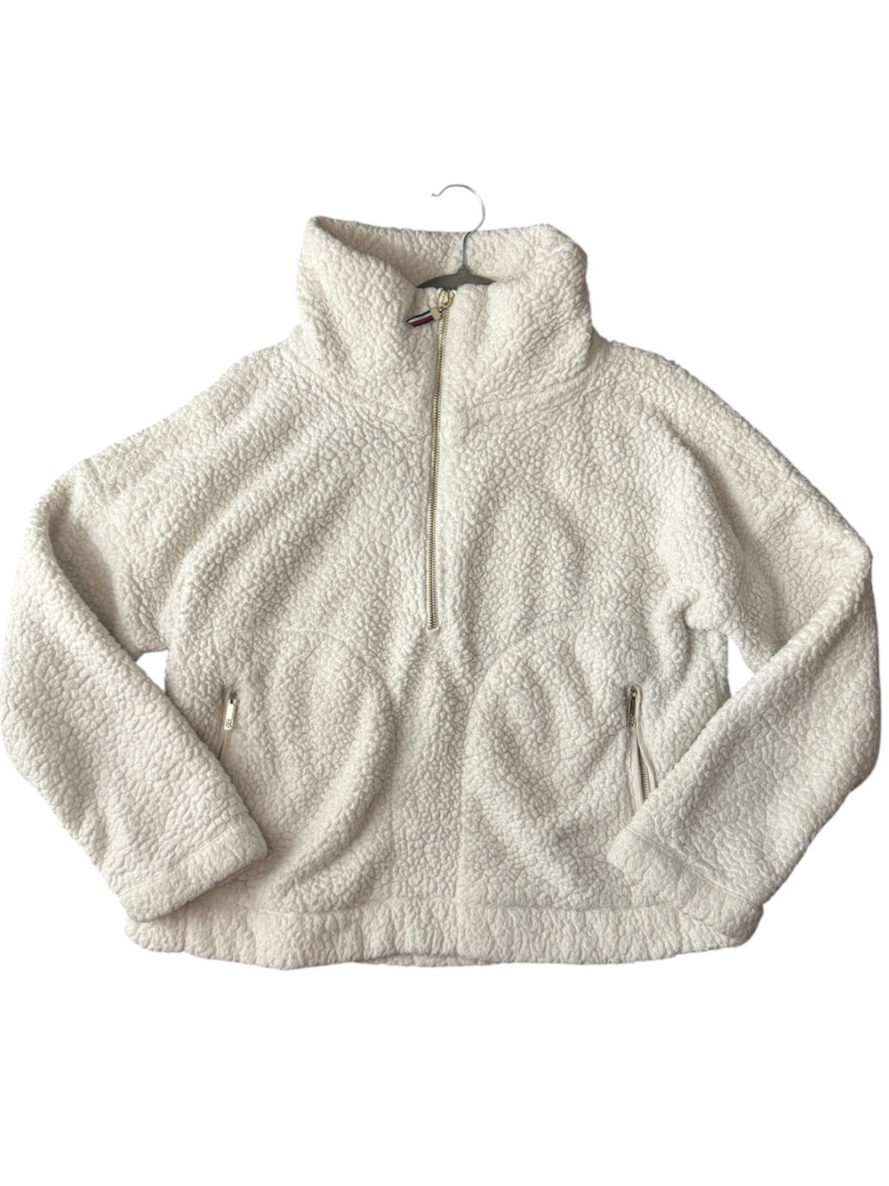 Tommy Hilfiger Sherpa Quarter Zip funnel neck Pullover Fleece Jacket Cream